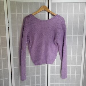 H&M Lavender Embelished Sweater Wool Blend Sz XS